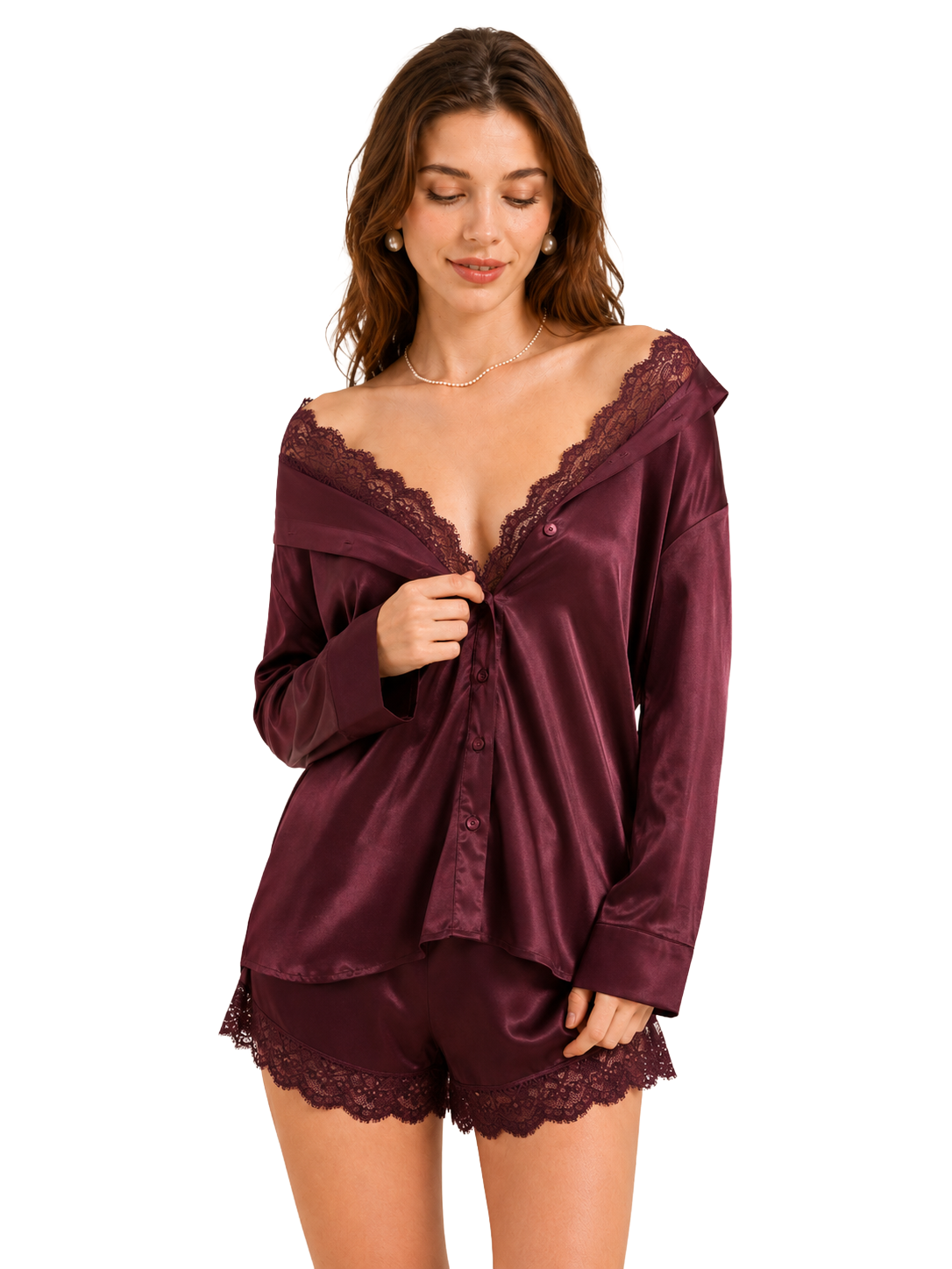 Lace Shirt and Shorts Set — view 1