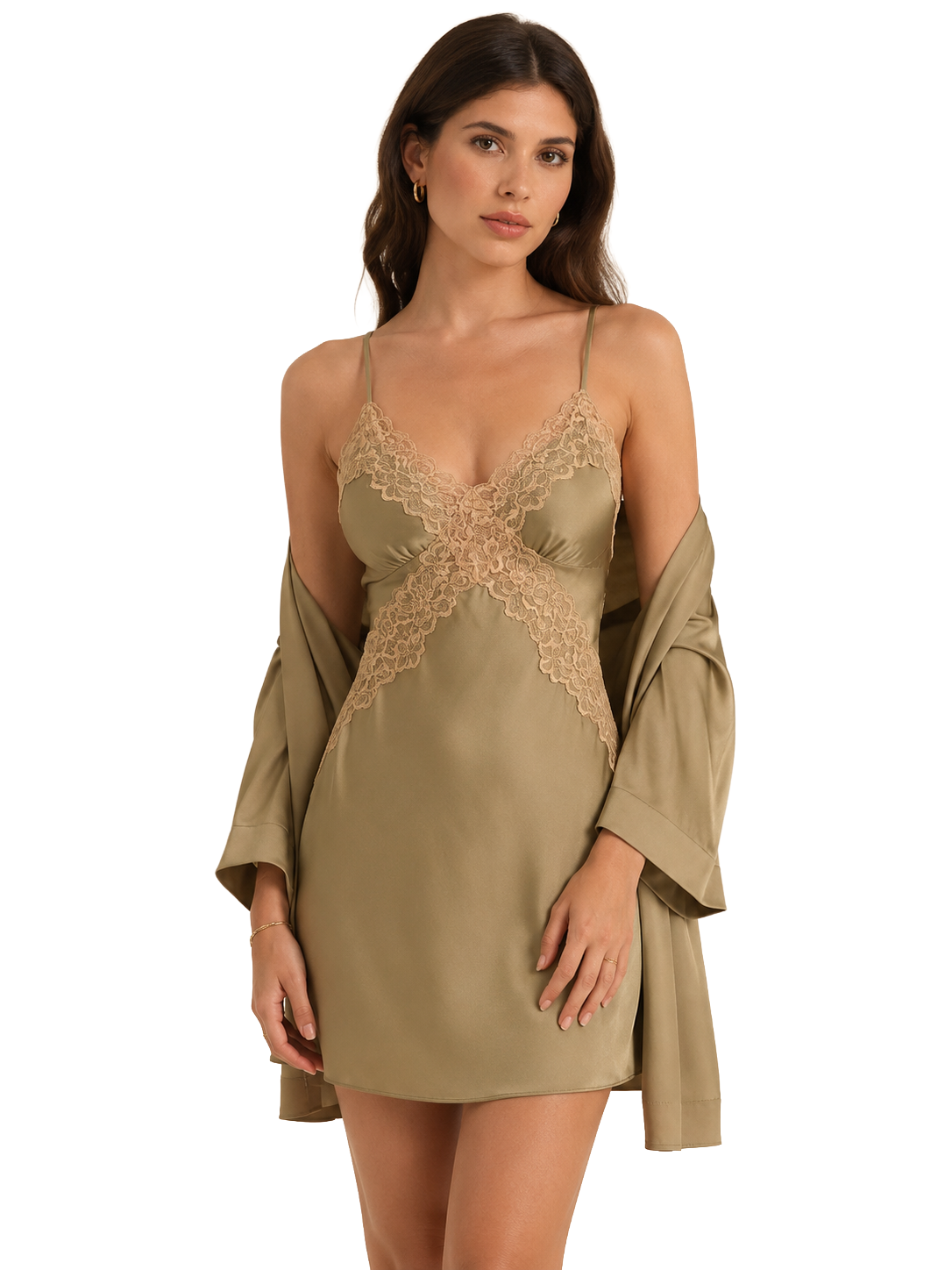 Lace-Trim Satin-Feel Slip — view 1