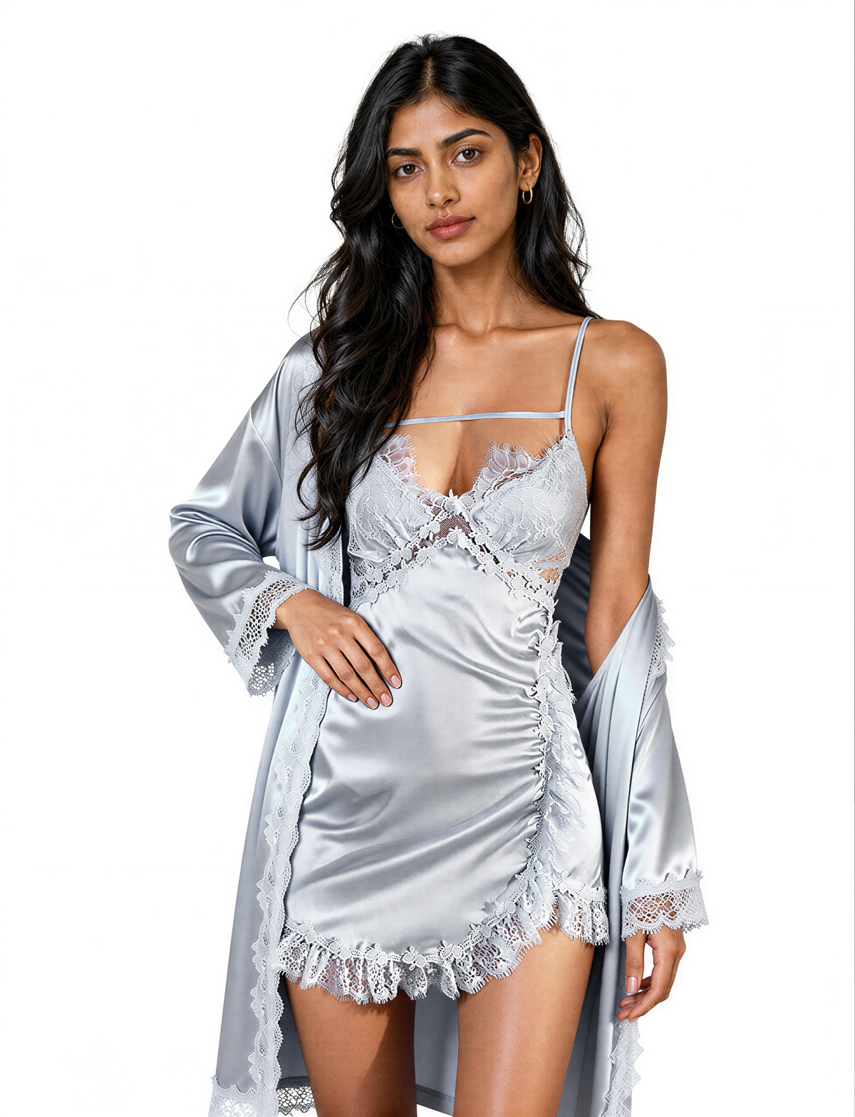 French Lace Slip and Robe — view 1