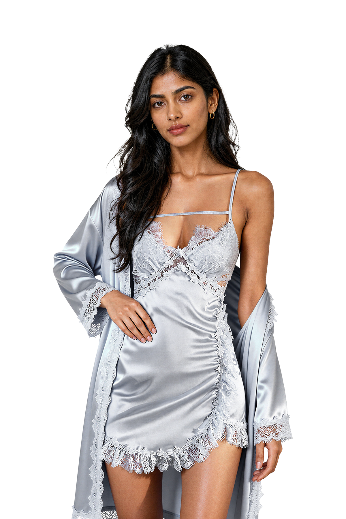 French Lace Slip and Robe — view 2