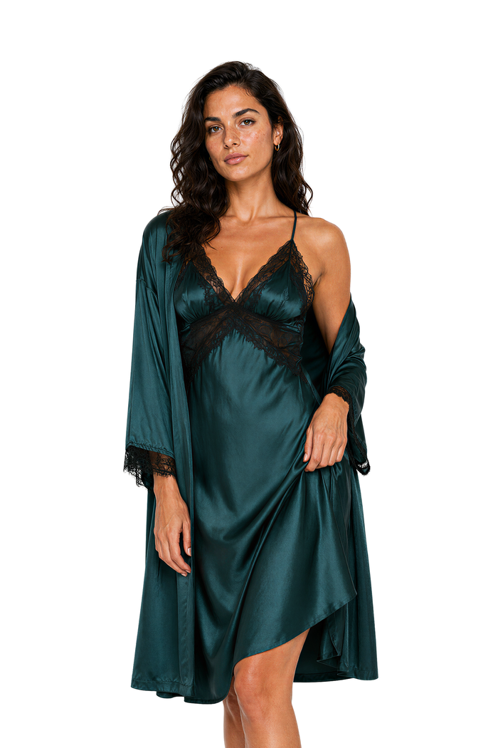SLP-008 Long Lace-Back Satin-Feel Slip image 1
