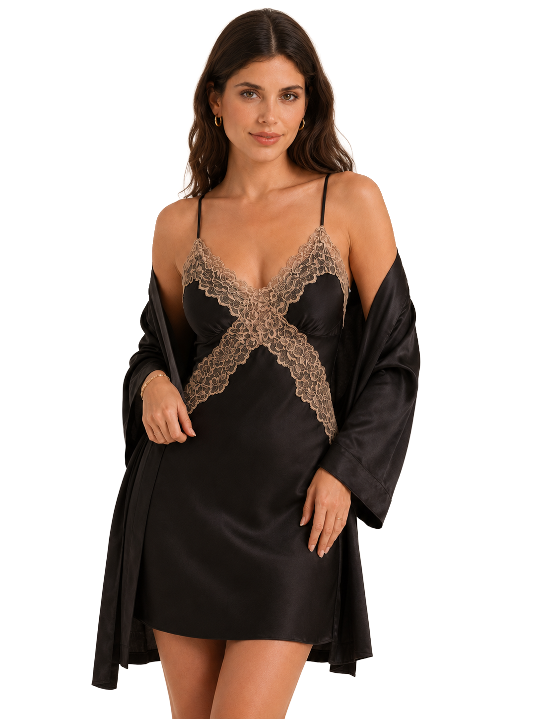 Lace-Trim Satin-Feel Slip — view 2