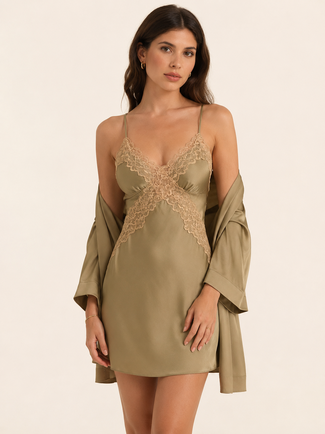 Lace-Trim Satin-Feel Slip — view 3