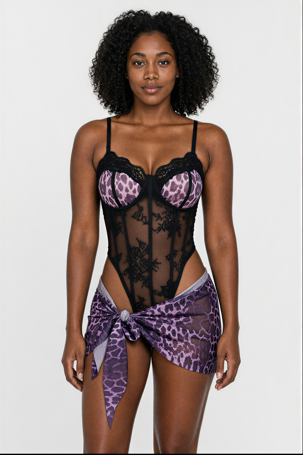 Leopard Mesh Skirted Bodysuit — view 4