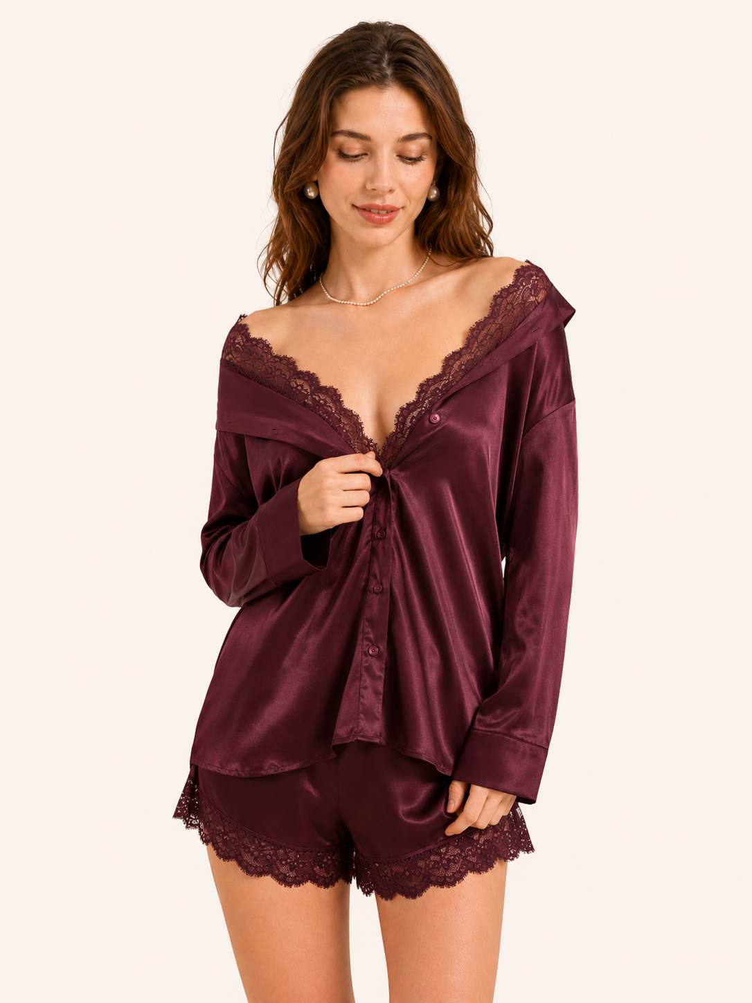 Lace Shirt and Shorts Set — view 5